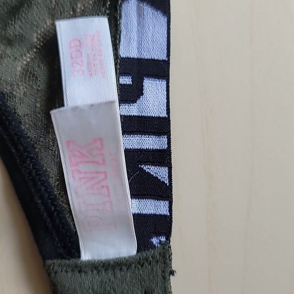 Victoria's Secret PINK Where Everywhere Push Up 32DD Dark Green Leopard Lace - Picture 11 of 13